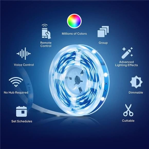 Smart LED Light Strip, 16.4ft WiFi LED Strip Works with Alexa, Google Home - Picture 3 of 7